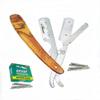 Jegwar Premium Professional Straight Edge Razor Natural Wood Scale  Sharp, High Hardness Carbon Steel Cutthroat Straight Edge Blade+100 Derby BLADES view 4