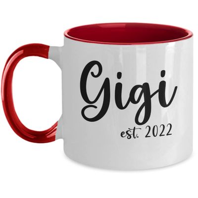 Gigi Coffee Mug, Two Toned Coffee Cup for Gigi, Baby Announcement for Gigi, Gigi Established 2022, Grandparent's Day Presents, from grandkids