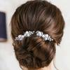 Asooll Gold Wedding Pearl Hair Comb Bride Crystal Headpiece Bridal Rhinestone Hair Clip Hair Accessories for Women(Set of 2) (B-Silver) view 2
