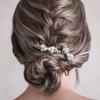 Asooll Gold Wedding Pearl Hair Comb Bride Crystal Headpiece Bridal Rhinestone Hair Clip Hair Accessories for Women(Set of 2) (B-Silver) view 4