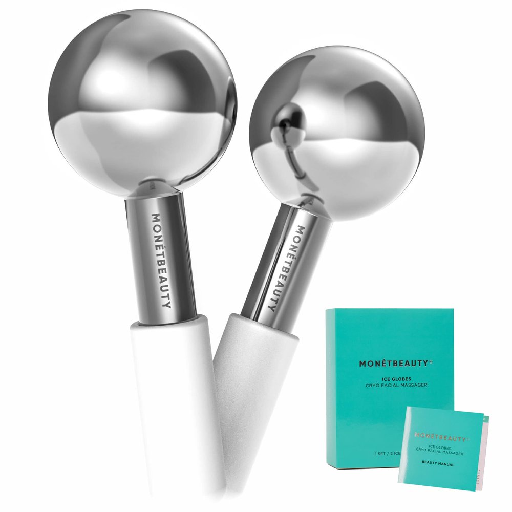 MontBeauty Stainless Steel Ice Globes for Facials (Silver), Durable Cryo Globes Instantly Reduce Puffiness, Tighten Pores and Sinus Relief, Face Globes for Facial Massages and Daily Beauty Routines