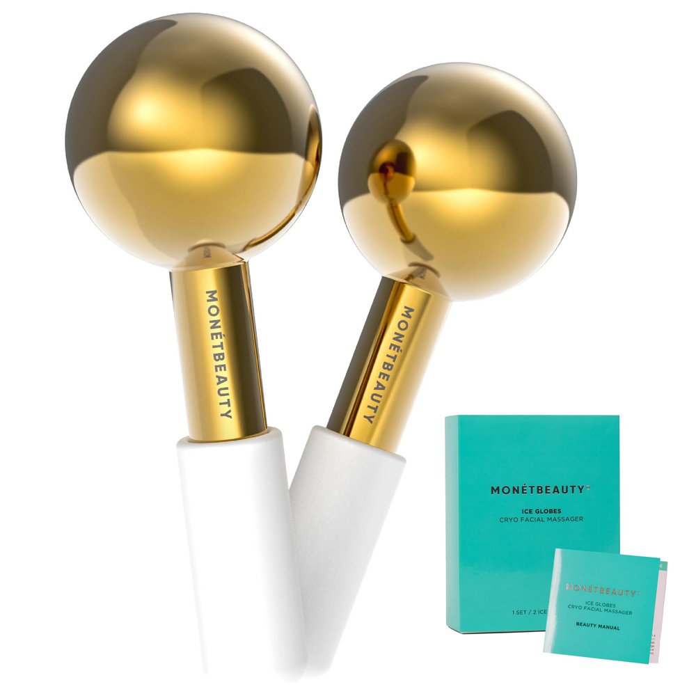 MontBeauty Stainless Steel Ice Globes for Facials (Gold), Durable Cryo Globes Instantly Reduce Puffiness, Tighten Pores and Sinus Relief, Face Globes for Facial Massages and Daily Beauty Routines