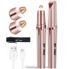 Eyebrow Trimmer for Women, Rechargeable Eyebrow Hair Remover, Painless Electric Razor with 2 x Replacement Heads, Eye Brow and Face Epilator Hair Removal (Rose Gold) view 1