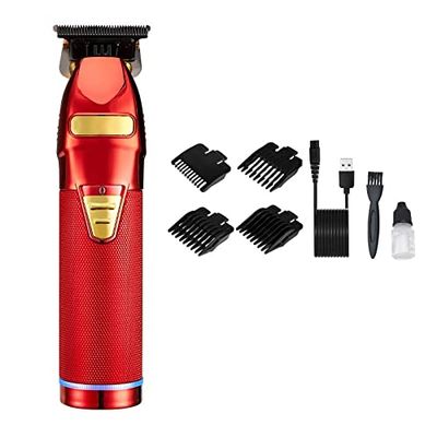 Professional Hair Clippers for Men, Professional Hair Trimmer Electric Trimmer For Men Cordless Rechargeable Shaver Barber Hair Cutting Machine T Hair Styling (Color : Red A)