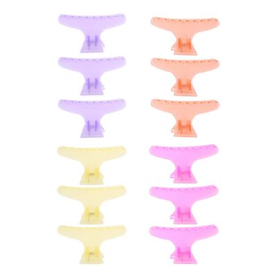 12Pcs Butterfly Hair Clips Colorful Butterfly Clip Clamps Hairdressing Plate Hair Butterfly Clip Salon Hair Section Claw Clamps Crystal Hairdressing Clip Tool Clear