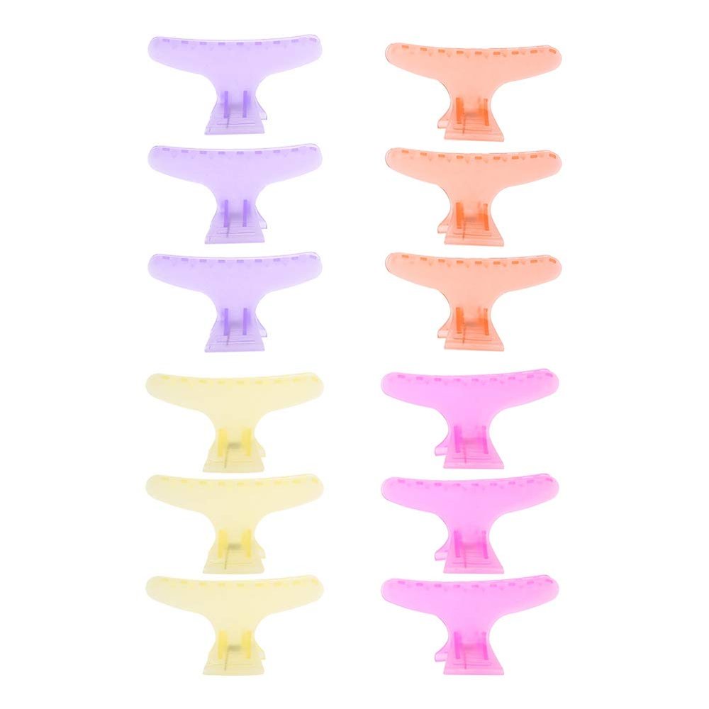 12Pcs Butterfly Hair Clips Colorful Butterfly Clip Clamps Hairdressing Plate Hair Butterfly Clip Salon Hair Section Claw Clamps Crystal Hairdressing Clip Tool Clear