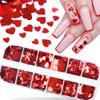 Heart Nail Art Glitters,12 Grids 3D Heart Nail Sequins for Valentine Day,Love Heart Nail Decals for Women,Holographic Red Heart Nail Stickers for Acrylic Nails Supplies,Designer Nail Art Decoration view 2