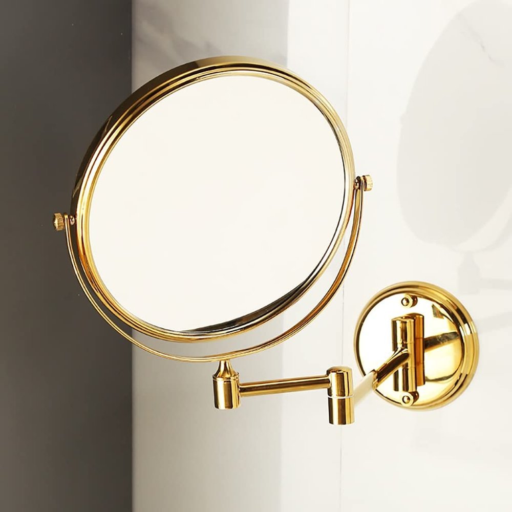 166 Makeup Mirror Wall Mount, Extendable Double Sided Vanity Mirror with 3X Magnification, Adjustable Spinning Double Sided Round Makeup Mirror for Bathroom & Vanity Dcor,