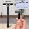 Chumia 500 Pcs Disposable Twin Blade Razor Shaving Safety Razor for Men Individually Wrapped with Clear Safety Cap Bulk Packed Portable for Hotel Guest House Travel Home Use(Black) view 3