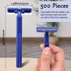 Chumia 500 Pcs Disposable Twin Blade Razor Shaving Safety Razor for Men Individually Wrapped with Clear Safety Cap Bulk Packed Portable for Hotel Guest House Travel Home Use(Blue) view 3