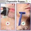 Chumia 500 Pcs Disposable Twin Blade Razor Shaving Safety Razor for Men Individually Wrapped with Clear Safety Cap Bulk Packed Portable for Hotel Guest House Travel Home Use(Blue) view 4
