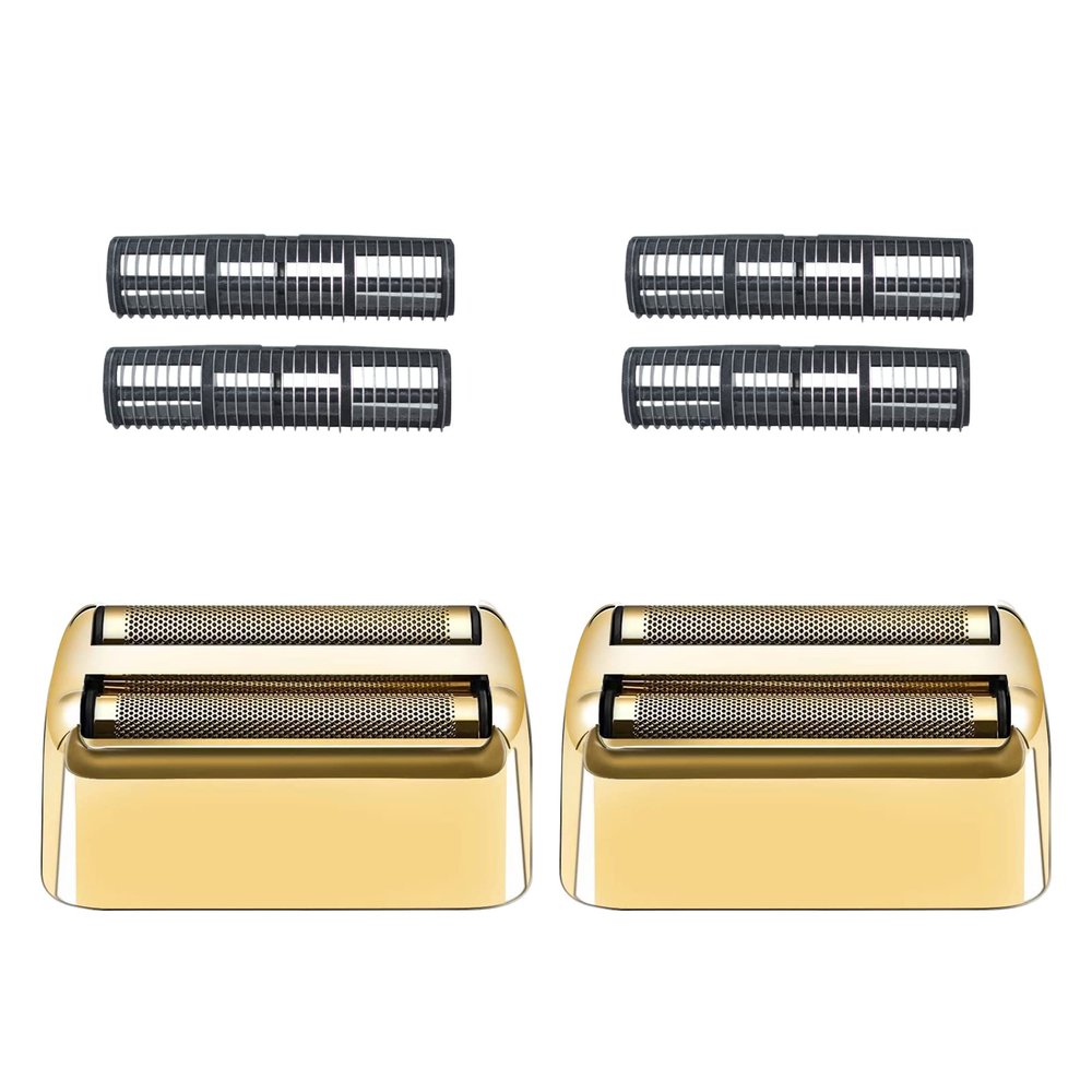 2 Pack Shaver Replacement Foil and Cutters Compatible with BaBylissPRO Double FXFS2 Metal Shaver foil Replacement,Golden