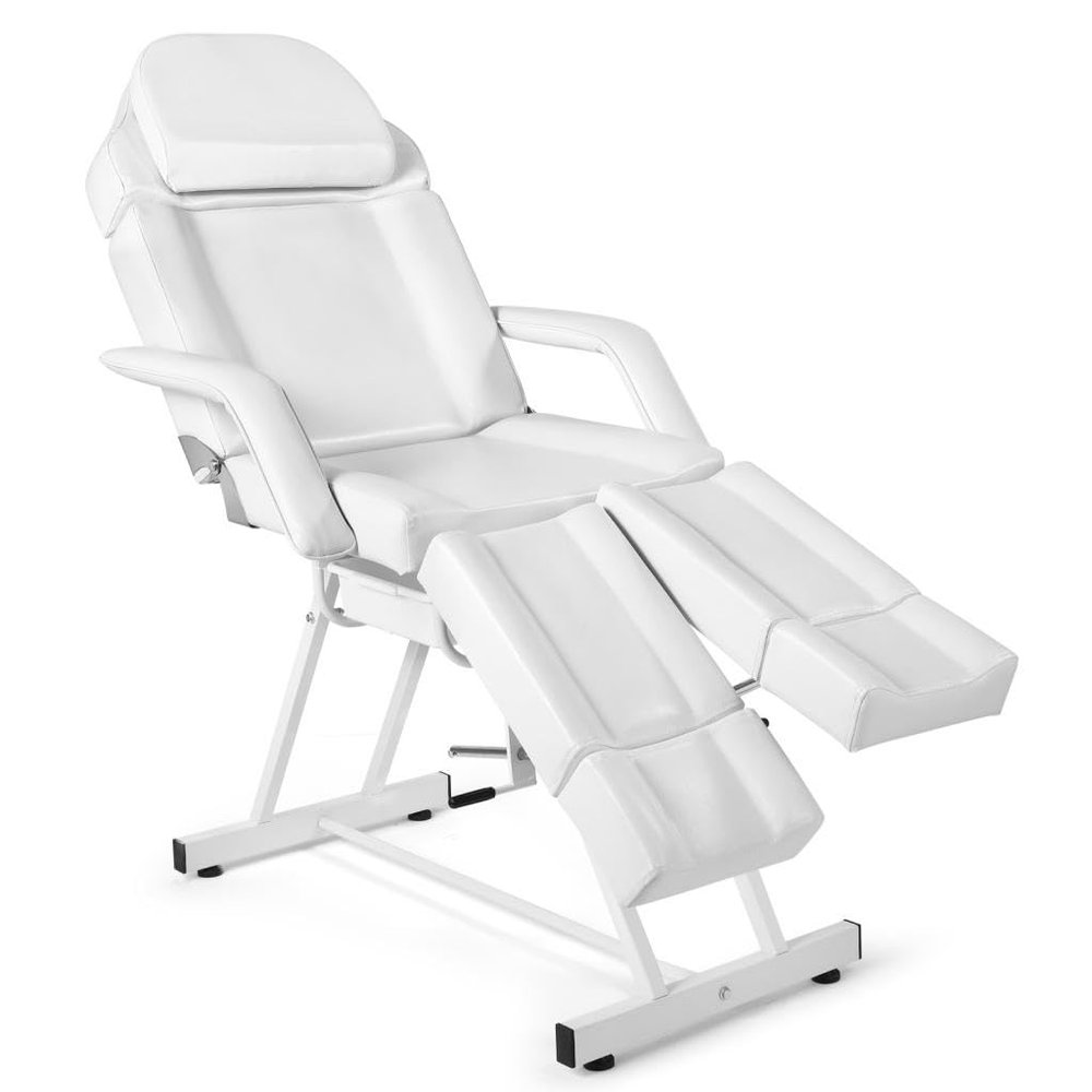 Artist hand Massage Table Facial Bed Massage Bed for Eyelash Extensions Salon Chair with Tray,Split Footrests(White)