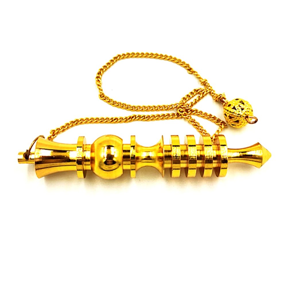 Brass Dowsing Pendulum Reiki Balancing Chakras, Aura Cleansing, Water Divining, Ghost Hunting, Meditation Chi (Gold)