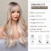 Esmee Long Wavy Ombre Blonde Wigs with Bangs for Women Natural Synthetic Hair Heat Resistant Ombre Wigs with Dark Roots for Daily Party Cosplay Use-24 Inches view 2