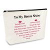 Bonus Sister Gifts Makeup Bag Unbiological Sisters Gift Sister In Law Gift Christmas Mother's Day Birthday Gifts for Step Sisters Friends Cosmetic Bag Travel Make Up Pouch view 1