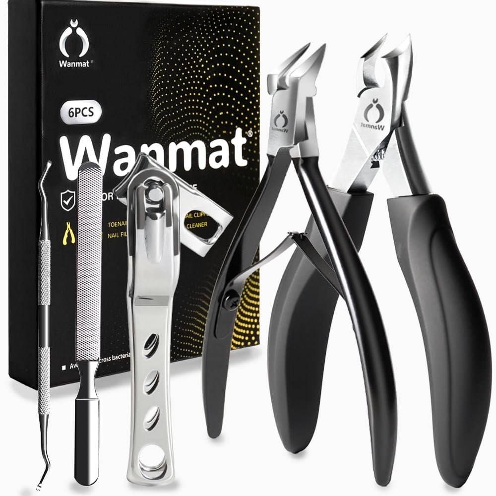 5 in 1 Professional Toenail Clippers for Thinck & Ingrown Nails, Upgraded Podiatrist Toe Nail Clippers for Men, Sharp Blade Nail Cutter Set, Wanmat