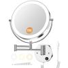 Gospire 9 Wall Mounted Lighted Magnifying Mirror, 1X/10X Magnification Double-Sided LED Bathroom Mirror, 3 Color Lights & Stepless Dimming with Touch Sensor, Extendable Arm 360 Swivel for Shaving view 1