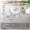 Gospire 9 Wall Mounted Lighted Magnifying Mirror, 1X/10X Magnification Double-Sided LED Bathroom Mirror, 3 Color Lights & Stepless Dimming with Touch Sensor, Extendable Arm 360 Swivel for Shaving view 2