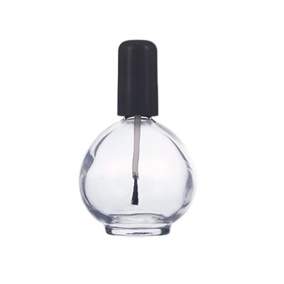1 Piece Large Capacity 75ml (2.5oz) Empty Nail Polish Bottles with Brush Spherical Clear Glass Nail Polish Bottles Refillable Nail Polish Glass Bottles Containers for DIY Nail Art, Black Lid