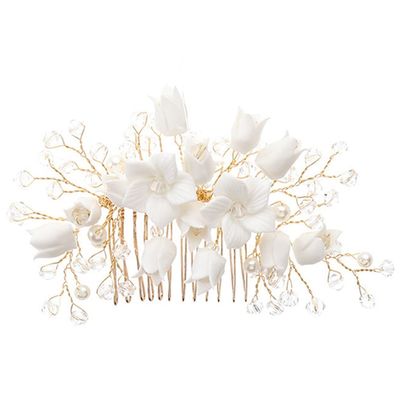 Beaupretty Elegant Beaded Hair Comb Wedding Headpiece Floral Headband Crystal Flower Accessory Bridal Hair Accessory