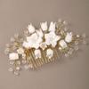 Beaupretty Elegant Beaded Hair Comb Wedding Headpiece Floral Headband Crystal Flower Accessory Bridal Hair Accessory view 3