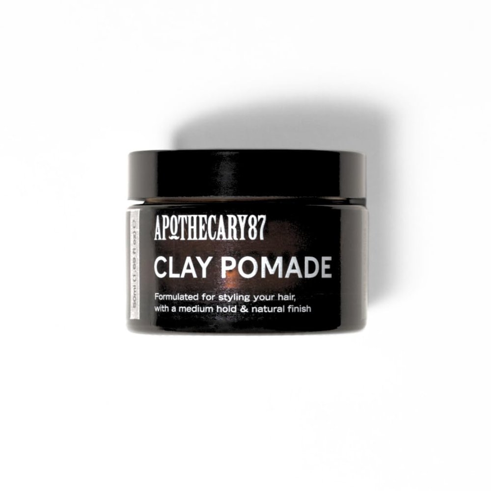 Apothecary 87 Clay Pomade 50ml Cruelty Free Hair Clay Medium Hold Creates Volume and Texture, Clear