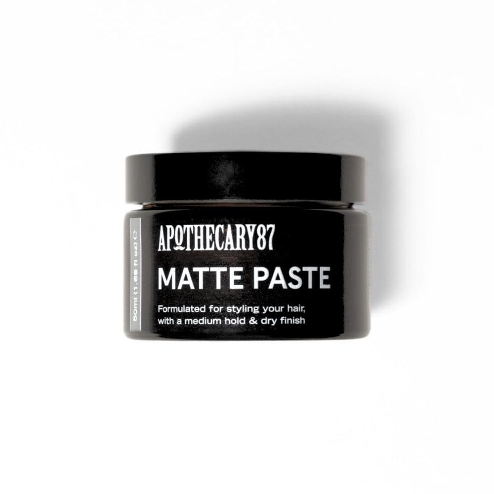 Apothecary 87 Matte Paste | Matte Finish, Medium Hold, Light Weight Hair Styling Paste | Creates Volume, Texture & Hold | All Hair Types | Premium Formulation | 50ml