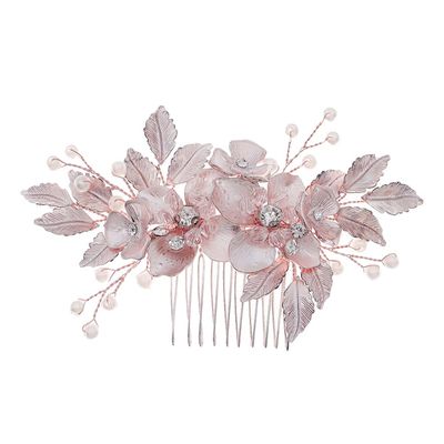 KALLORY Bride Wedding Hair Comb Flower Leaves Design Elegant Bridal Hair Accessories for Weddings Easy to Wear Luxurious Decoration for Brides and Bridesmaids