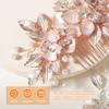 KALLORY Bride Wedding Hair Comb Flower Leaves Design Elegant Bridal Hair Accessories for Weddings Easy to Wear Luxurious Decoration for Brides and Bridesmaids view 3