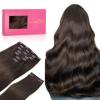 Wennalife Clip in Human Hair Extensions, 22 Inch 150g 9pcs Extensions Real Hair, Light Dark Brown Remy Ins Double Weft, #2A view 1