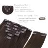 Wennalife Clip in Human Hair Extensions, 22 Inch 150g 9pcs Extensions Real Hair, Light Dark Brown Remy Ins Double Weft, #2A view 3