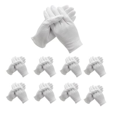 48 Pcs (24Pairs) White Cotton Gloves for Dry Hand Moisturizing Cosmetic Eczema Hand Spa and Coin Jewelry Inspection Soft, Breathable, Washable & Stretchy Cloth Checking Gloves,Serving Gloves