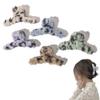 Leopard Print Plush Hair Clip Claw Barrette for Women,Big Faux Fur Claw Hair Clips for Thick Hair (5 Packs) view 1