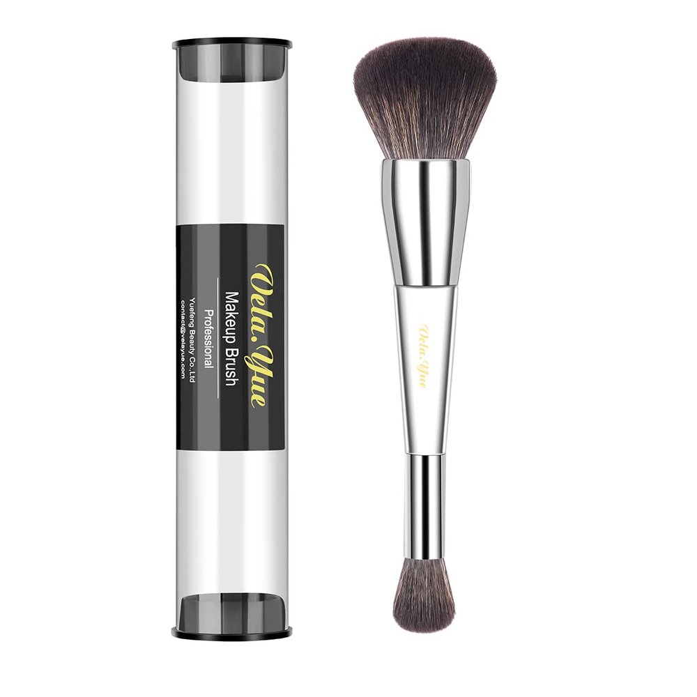 Vela.Yue Dual Ended Foundation Concealer Makeup Brush Duo Face Eyes Brush for Liquid Cream and Powder Complexion Perfector