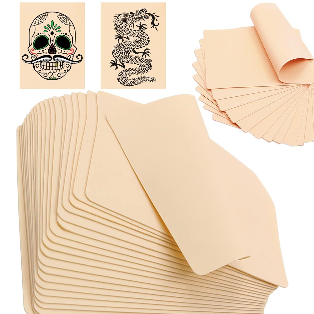 15pcs Tattoo Fake Skins - Yugui Practice Skin for Microblading Tattoo Training & Supplies (7.4"x5.6", 1.3mm Thick) Realistic Texture Beginner-Friendly Double Sides for Artists & Kits