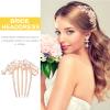 KALLORY 2pcs Rhinestone Hair Combs for Brides Elegant Floral Design Wedding Hair Accessories for Special Occasions Easy to Wear Decorative Comb Clips for Evening Parties view 3