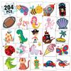 Partywind Kids Temporary Tattoos, 204 PCS Fake Tattoo Stickers for Kids Party Supplies Favors Decorations, Surprise Birthday Goodie Bag Stuffers (Individually Wrapped) view 1