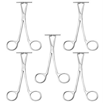 AAProTools 5pc Stainless Steel Septum Forceps Piercing Tool Piercing Supply for Nose/Tongue (Nose Septum Forceps)