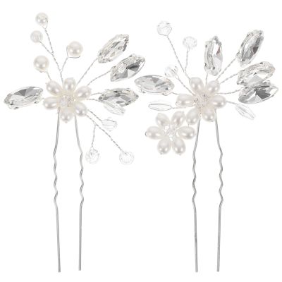 KALLORY Bridal Hair Clip 2pcs Wedding Bridal Hairpins Accessory Rhinestone Accessories Wedding Clip