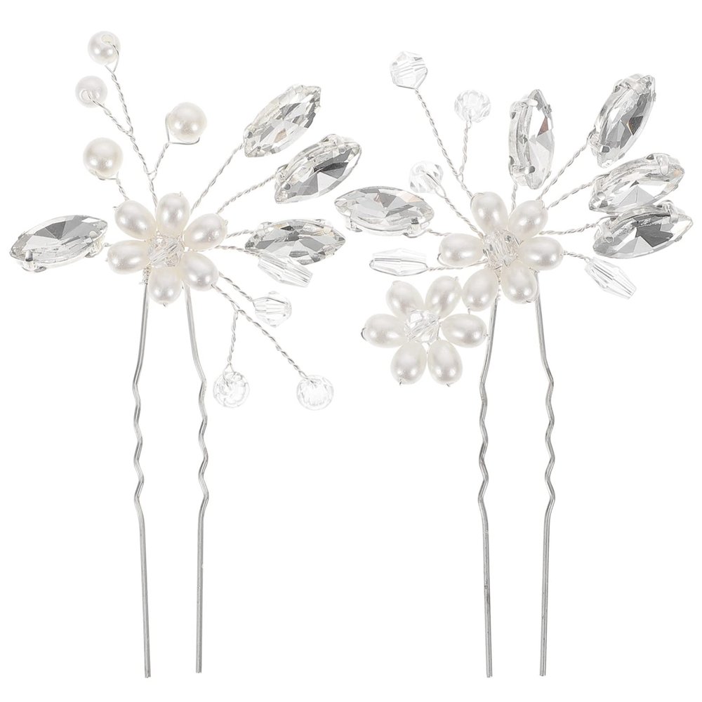KALLORY Bridal Hair Clip 2pcs Wedding Bridal Hairpins Accessory Rhinestone Accessories Wedding Clip