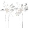 KALLORY Bridal Hair Clip 2pcs Wedding Bridal Hairpins Accessory Rhinestone Accessories Wedding Clip view 1