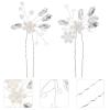 KALLORY Bridal Hair Clip 2pcs Wedding Bridal Hairpins Accessory Rhinestone Accessories Wedding Clip view 2