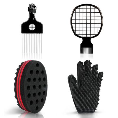 Selalu Curl Sponge Set with Glove, Metal Brush Pick and Twist Comb for Men and Women