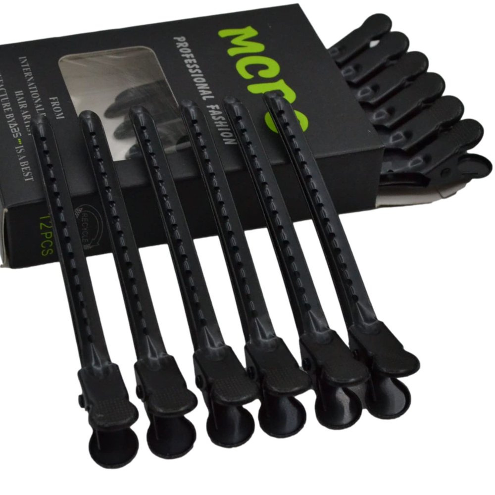12 Pcs Metal Duckbill Hair Clips for Hair Sectioning Alligator Hair Clips for Styling Dividing Duck Bill Clips with Anti-Slip Holes Salon Barber Styling Tools