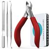 Toenail Clippers for Thick Nails for Seniors - Heavy Duty Toe Nail Clippers Kit with Long Handle for Men & Elderly with Inflexible Joints, Professional Nail Clippers Kit for Thickened Toenails (Red) view 1