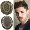 Toupee For Men Human Hair Swiss Lace Mens Hairpieces Front Bleached knot Men Wigs Natural Hairline Men Hair Replacement System Breathable Hair Units For Men (8*10, #1720 17# DARK ASH BLONDE WITH 20% SYNTHETIC GREY100% light to medium density) view 1