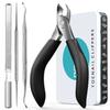 Toenail Clippers for Thick Nails for Seniors - Heavy Duty Toe Nail Clippers Kit with Long Handle for Men & Elderly with Inflexible Joints, Professional Nail Clippers Kit for Thickened Toenails (Black) view 1