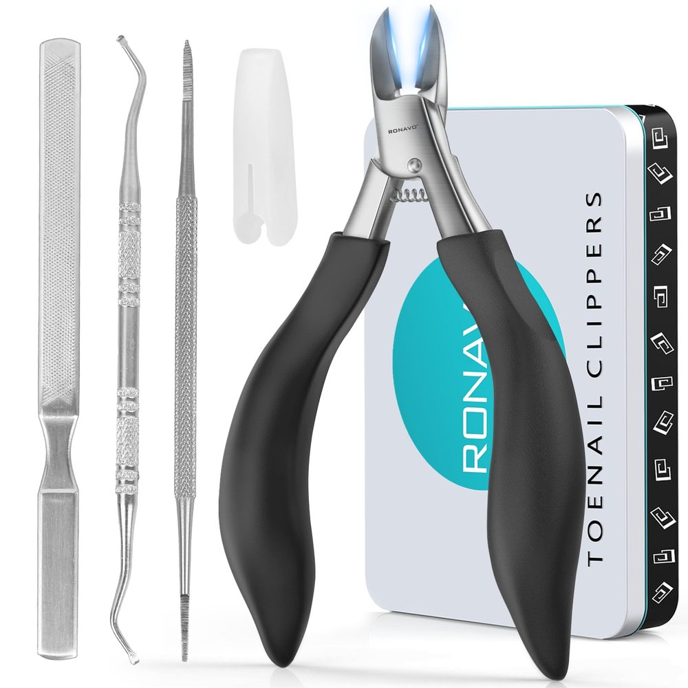 Toenail Clippers for Ingrown & Thick Toenails - Heavy Duty Toe Nail Clippers for Remove Side Ingrown Toenail with Angled Sharp Blades, Professional Pedicure Tool with Long Handle for Seniors & Men