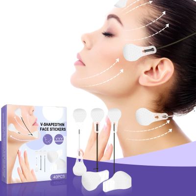 Teetown Face Lift Tape, 40Pcs Ultra-thin Invisible Face Tape with Lifting Ropes Elastic,Tightening Skin and Hiding Facial and Neck Wrinkles Lifting Saggy Skin
